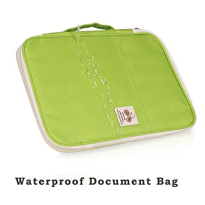 JAKAGO A4 Travel Portfolio Multifunctional Document Organizer Zippered Case for Office Supplies (green) - color: Green