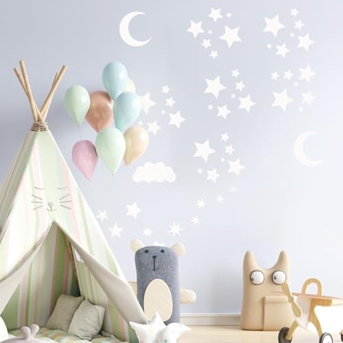4Pcs Moon and Star Stencil, Reusable Plastic Moon Twinkle Template Sparkle Star Wall Drawing Stencils for Walls, Wood, Flag, Canvas, Fabric Crafts, DIY Home Decor