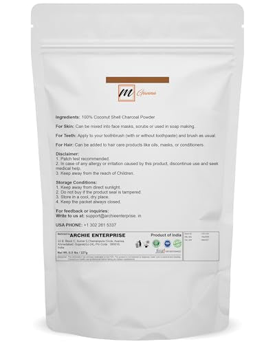 Coconut Shell Charcoal Powder (0.5 lbs / 227 g) – Ideal for Teeth Cleaning, Face Masks, Scrubs and Soap Making