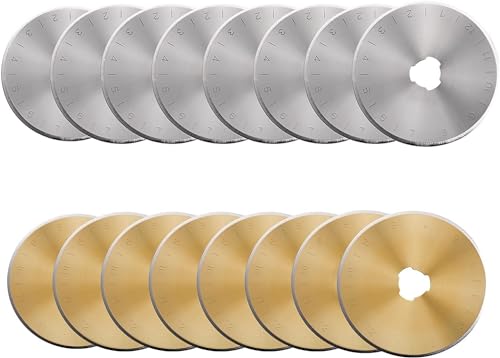 16pack Rotary Cutter Blades for Fabric, 45mm/1.77inch Circle Round Edge Rotary Replacement Blades 8 Refill Steel & 8 Titanium Coated Rotary Knife for Arts Crafts Scrapbooking Sewing Cutting Paper - color: Set 6 - 16pack