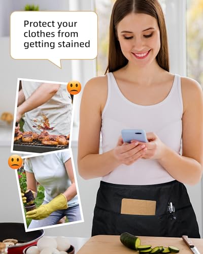 Xeoxarel Aprons with 4 Pockets (Available in 3 Pack / 7 Pack) 23.5'' X 11.5'' - color: 12 Pack Server Apron With 4 Pockets - Purple