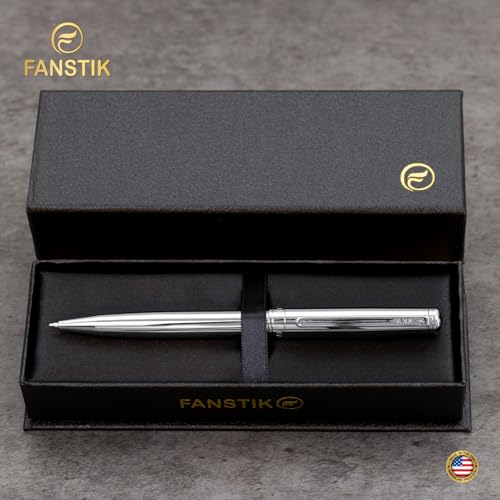 FANSTIK Customized Silver Luxury ballpoint pen, fancy gift set for women, Chrome Finish, Professional executive pen gift set for men (Lux Custom-BallPoint Silver) - color: B Cust-BallPoint Silver