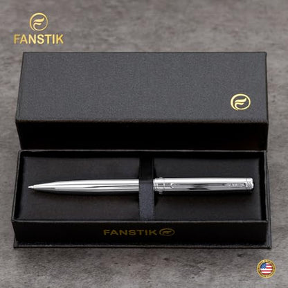 FANSTIK Customized Silver Luxury ballpoint pen, fancy gift set for women, Chrome Finish, Professional executive pen gift set for men (Lux Custom-BallPoint Silver) - color: B Cust-BallPoint Silver