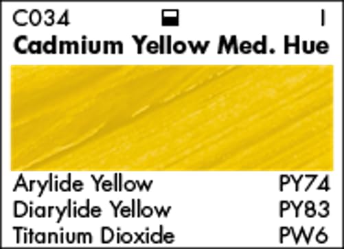 GRUMBACHER CHARTPAK Gbc034p Acrylic Paint 75ml Cadmium Yellow Medium Hue (C034P) - color: Cadmium Yellow Medium Hue, size: 2.5 Ounce (Pack of 1)