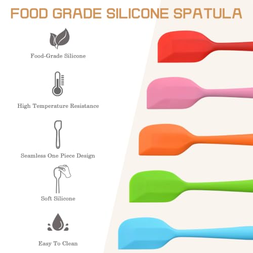 Silicone Spatula Heat Resistant 8.5 inch Small Rubber Spatulas Cooking Utensil Set Non-Stick Flexible Rubber Cooking Gadget For Cake/Cream/Pastry/Butter/Batter Mixing/Cooking-(5 Pieces)