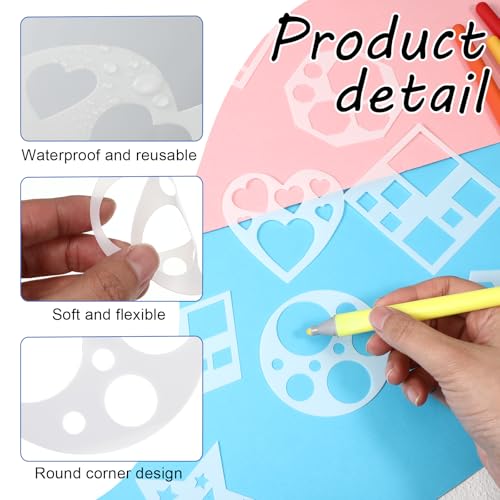 12 Pcs Mini Drawing Stencil Geometric Stencils Circle Square Heart Star Template Set for Painting Basic Shape Tracing Simple Drawing Stencils for Classroom Painting DIY Craft (3x3 Inches) - size: Mini