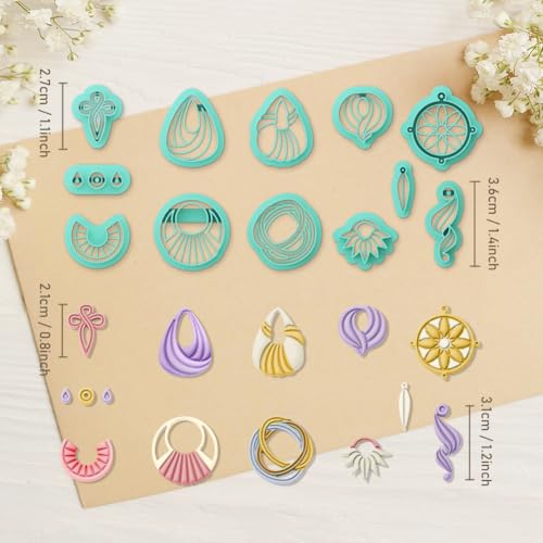 ORIGACH 12 Pcs Boho Knot Macrame Polymer Clay Cutters Set | Dream Catcher Design Clay Cutters for Polymer Clay Jewelry Earrings with a Clear Storage Box - style: Boho Knot Macrame