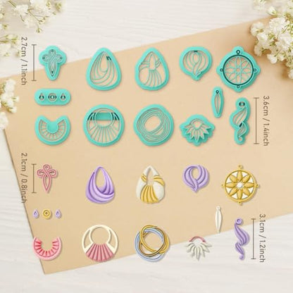 ORIGACH 12 Pcs Boho Knot Macrame Polymer Clay Cutters Set | Dream Catcher Design Clay Cutters for Polymer Clay Jewelry Earrings with a Clear Storage Box - style: Boho Knot Macrame