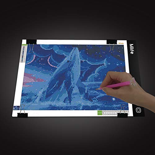 B4 LED Light Pad - Upgraded Diamond Art Light Box Dimmable Tracing Light Board, Sketching, Animation, Drawing Light Box with 4 Fasten Clips - style: B4