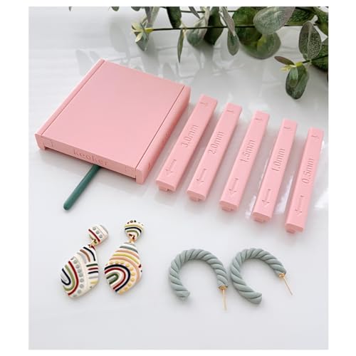 Keoker Clay Tube Hoop Roller Guide, Clay Rolling Strip Shape Maker, Polymer Clay Snake Maker, Polymer Clay Earring Tools - color: Pink