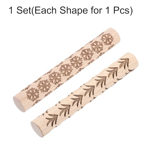 HARFINGTON 2pcs Wood Clay Roller 4"Snowflake Grass Pattern Rolling Pins Pottery Tools Wood Grain Texture Rollers for Clay Baking Dough Playdough DIY - style: Snowflake + Grass
