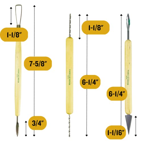 Artist's Best 11 Piece Assorted Double Ended Sculpture Tool Set || for Cleaning, Creating, Shaping, Molding - ART-S011 - size: 11 Piece