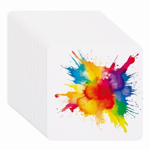 PATIKIL 50 Sheets Cotton Watercolor Paper 140lb/300 GSM Cold Press Water Coloring Paint Paper Round Corner for Art Painting Watercolor Drawing Artist, 4x4 Inch - size: 4x4 Inch