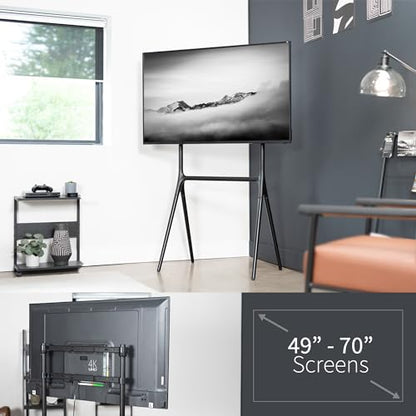 VIVO Black Easel TV Stand for 49 to 70 inch Screens, STAND-TV70AB | Articulating Artistic Studio Display Stand, Adjustable TV Mount with Swivel, 4 Leg Base, Max VESA 600x400, Holds 88 lbs - color: Black - Black, size: 49 to 70 in TVs