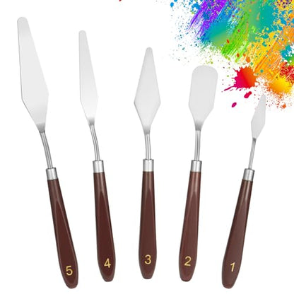 5pcs Palette Knife,Stainless Steel Spatula Palette Knife set, Pallet Knife,Painting Knives,Oil Painting Accessories for Oil, Canvas, Acrylic Painting By EGYPAMID