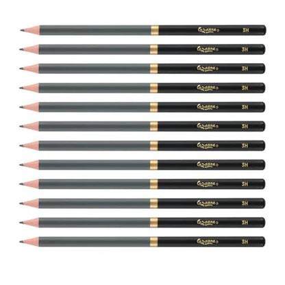 Cezanne Graphite Drawing Pencils Set - 3H, Set of 12 Break-Resistant Graphite Lead, Easy-to-Sharpen Sketch Pencils, Master Artist Quality Graphite Pencils for Technical and Artistic Drawing - color: 3H, size: Set of 12