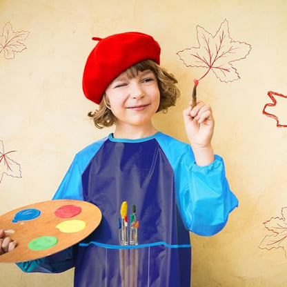 Zkptops Kids Art Smock Waterproof Kids Painting Aprons Toddler Art Smocks Kid Paint Smock with Long Sleeve 3 Roomy Pockets for Age 3-7 Years(Blue) - color: Y 1 Pack Blue