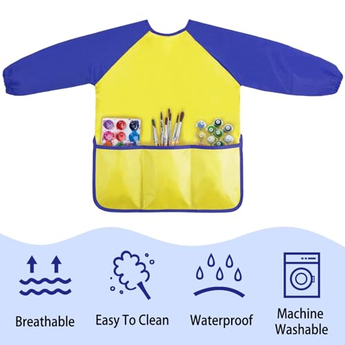 Kopokita Kids Art Smock, Toddlers Painting Apron Children Artist Smock - color: Yellow