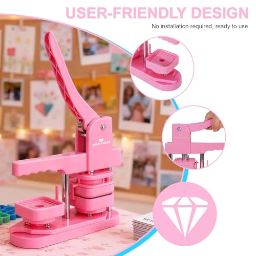Square Button Maker Machine with 100 Sets of Button Supplies | Button Supplies&Fridge Magnet Maker Supplies,2*2 in(50*50mm) Pin Maker Machine for DIY Personalized Buttons Children DIY Gift - color: Square