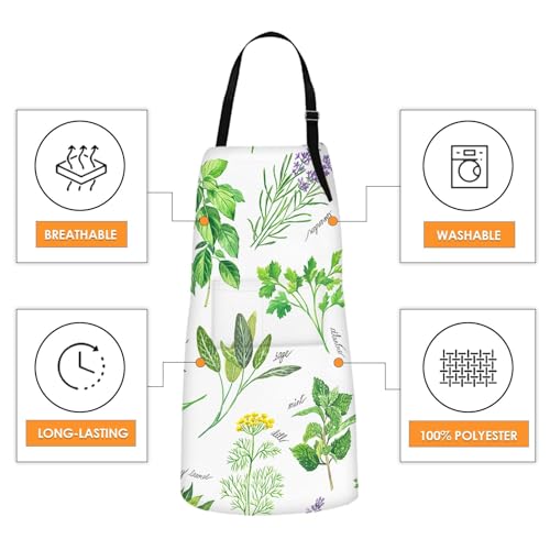 Britimes Apron with Pockets, 32x28 inch, for Women Men, Green Leaf - color: Herb