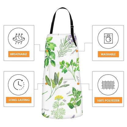 Britimes Apron with Pockets, 32x28 inch, for Women Men, Green Leaf - color: Herb