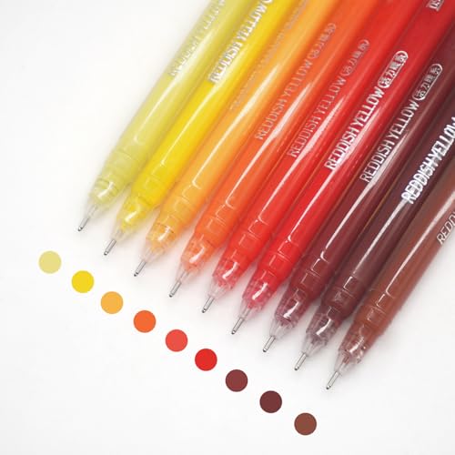 Gel Pens with 0.6mm Fine Point, 9 Colors Acrylic Drawing Gel Pen - color: Reddish Yellow
