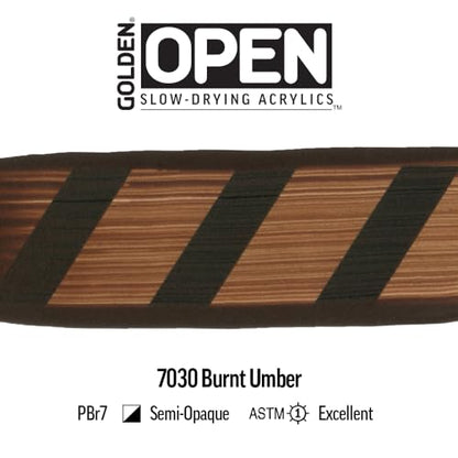 GOLDEN OPEN Slow-Drying Acrylics, Burnt Umber, 5 fl. oz. Tube - color: Burnt Umber, size: 5 Fl Oz (Pack of 1)