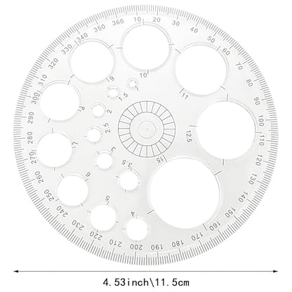 5 Pack Circle Drawing Template, Plastic Geometric Circle Stencil Ruler, Multi-Size Round Circle Drafting Tool, School Office Art Craft Drawing Supplies - color: multicolor