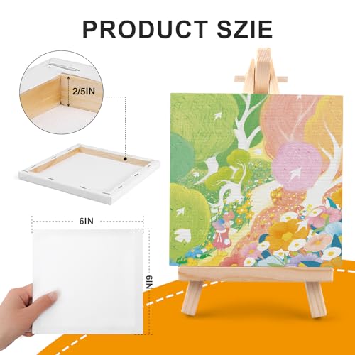ESRICH Small Stretched Canvas for Painting 6x6 inch, 2/5''Profile Art Primed 8 Pack Canvases for Painting, Cotton Small Professional Blank Paint Canvas for Kids and Art Supplies, for Acrylics, Oils. - style: 8 Packs Stretched Canvas - 6*6in