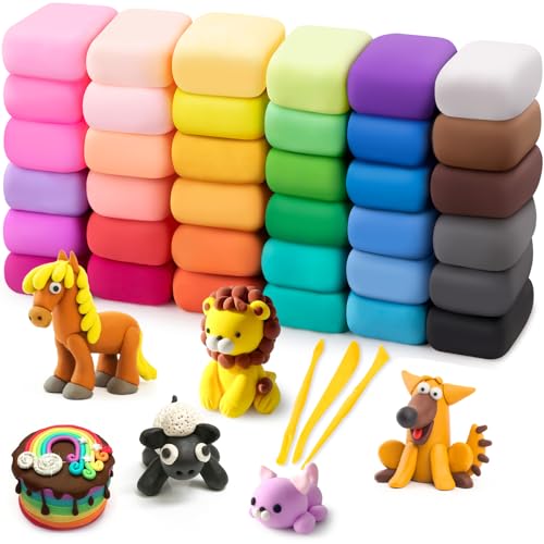 Air Dry Clay 36 Colors, Modeling Clay for Kids, DIY Molding Magic Clay, Toy Gifts for Age 3+ Years Old Boys Girls Kids - size: 36 PCS