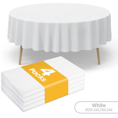 Niuara White Plastic Table Cloth Disposable, 4 Pack, 84 in | Round, Table Covers, Holiday Parties, Gatherings - color: White, size: 84" Round - 4 Packs