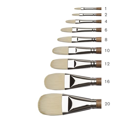 Winsor & Newton Artists' Oil Synthetic Brush, Filbert #16 | Synthetic Flagged Bristles, Excellent Color Carrying Capacity, Handmade in England, For Oil Paint - style: Filbert #16