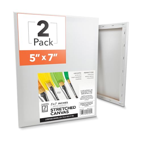 ArtSkills Stretched Canvas for Painting, 5x7 Canvas, 2-Pack Framed | Blank Canvas, Premium Wood Frame, Painting Supplies for Artists - size: 2-Pack 5x7