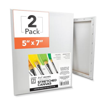 ArtSkills Stretched Canvas for Painting, 5x7 Canvas, 2-Pack Framed | Blank Canvas, Premium Wood Frame, Painting Supplies for Artists - size: 2-Pack 5x7