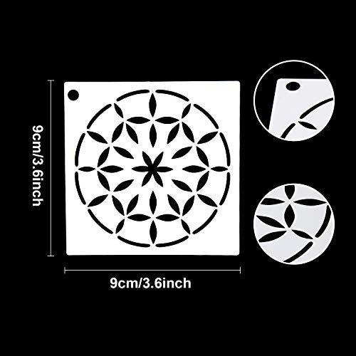 Augshy 56 Pack Mandala Stencils for Dot Painting on Wood Furniture | Mandala Painting Stencils, Wood Furniture Decoration, DIY Rock Art Projects, 3.6x3.6 Inch - style: Mandala