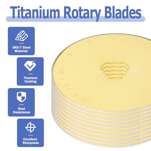 Mesee 10 Pieces Titanium Coated Rotary Cutter Blade Set 45mm Replacement Rotary Blades Round Cutting Blades Refill Accessory for Quilting Scrapbooking Sewing Fabric Paper Arts Crafts