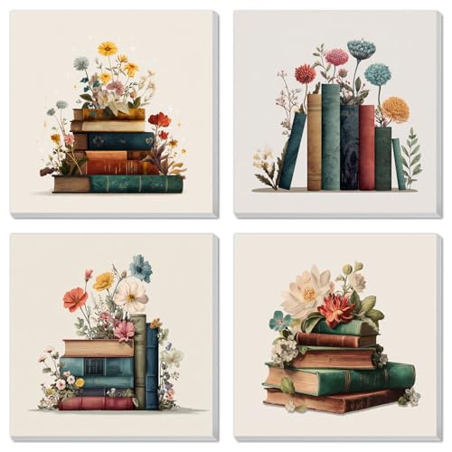 4 Pack Framed Paint by Numbers Kit for Adults Beginner Book Adult Paint by Number Kits on Canvas Flower Painting by Numbers for Adults with Frame Floral DIY Painting Kits for Home Wall Art 8x8 Inch - color: NZT3134, size: 8x8 Inch