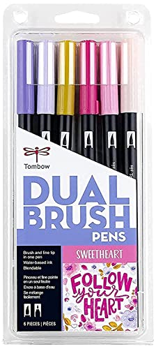Tombow 56228 Dual Brush Pen Art Markers Sweetheart, Portrait, 1 Count (Pack of 6)