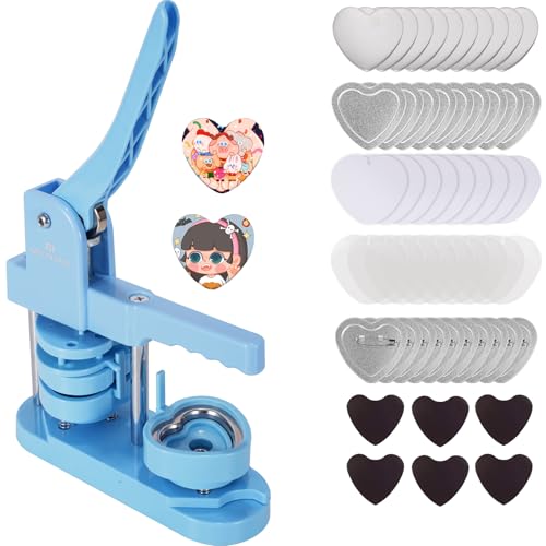 Heart-Shaped Button Maker Machine 100 Button Supplies58mm | 50 Button Supplies&50 Fridge Magnet Maker Supplies,58mm,DIY Personalized Pinback Buttons Children Gift - color: Heart