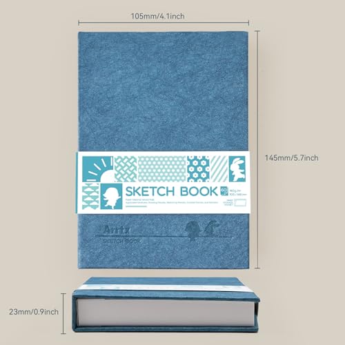 Arrtx Premium A6 Sketchbook, 60 Sheets, 5.8 x 4.1 Inches | 180 GSM acid-free paper, 120 pages, hardcover, portable artist sketch journal for drawing, illustration and travel - size: A6