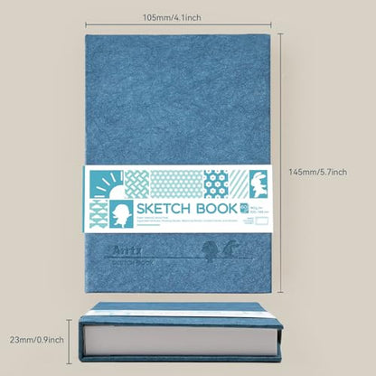 Arrtx Premium A6 Sketchbook, 60 Sheets, 5.8 x 4.1 Inches | 180 GSM acid-free paper, 120 pages, hardcover, portable artist sketch journal for drawing, illustration and travel - size: A6