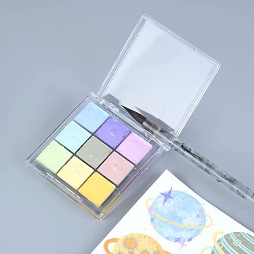 9 Wells Clear Plastic Paint Storage Palette Box,Mini Travel Paint Palette Box for Watercolor Painting, Acrylic and Oil Painting Paint Saver with Lid and Mixing Tray