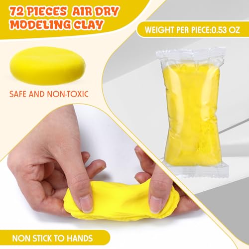 VioraWhite 72 Pcs 38oz Air Dry Clay Bulk Modeling Clay,Yellow | Ultra Lightweight Foam Modeling Clay for Kids Adults, DIY Gifts Party Arts Crafts, School Project Supplies - color: Yellow