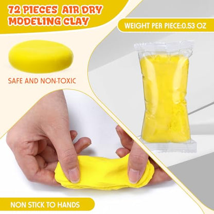 VioraWhite 72 Pcs 38oz Air Dry Clay Bulk Modeling Clay,Yellow - color: Yellow