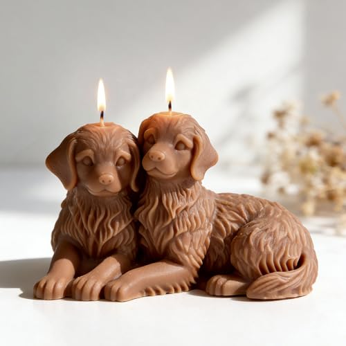 Couple Animal Dog Cylinder Candle & Resin Mold - Resin Casting Silicone Molds for Home Decor & Candle Making Wave Spiral Mold - color: jh-dog-5526