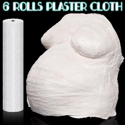 Heentan 6 Rolls Plaster Bandages Strips for Belly Cast Art,8 X 180 Inches | Fast Setting Plaster Gauze for Mask Making, Sculpture Molds, DIY Crafts, Pregnancy Belly Casting, Scenery Art Projects - size: 8 x 180 Inch