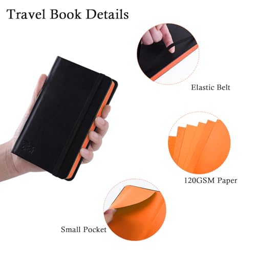 Small Premium Orange Art Sketchbook,5.7 x 3.54 inches Mixed Media Notebook,34 Sheets 120 GSM Acid-Free Folding Drawing Papers, Hardcover Pocket Journal Sketchbook for All Artists - color: 120gsm-folding paper orange