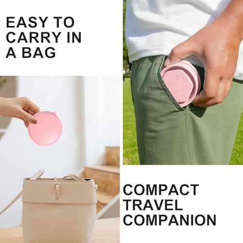 Collapsible Cup with Lid - 6oz Mini Silicone Folding Travel Cup with Steel Rim - BPA Free Small Portable Pocket Cup for Camping, Hiking, Kids, Mouthwash & Pills (Sakura Pink) - color: Sakura Pink