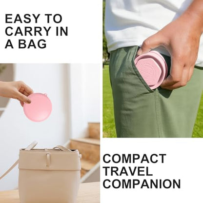 Collapsible Cup with Lid - 6oz Mini Silicone Folding Travel Cup with Steel Rim - BPA Free Small Portable Pocket Cup for Camping, Hiking, Kids, Mouthwash & Pills (Sakura Pink) - color: Sakura Pink