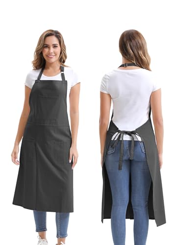 Nanxson Pottery Apron Split Leg with 3 Pockets & Adjustable Buckle | cotton material,Long apron,adjustable waist tie,for Pottery Ceramic Wheel DIY Art Garden - color: Black
